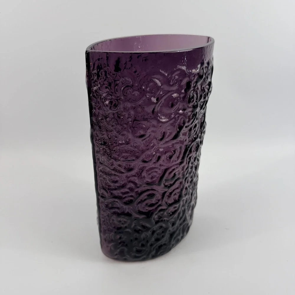 Blenko 6731 Plum Textured Art Glass Vase Joel Philip‎ Myers Purple MCM
